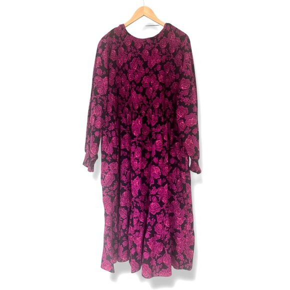 Size‎ 2X 20W-22W New Floral Print Smocked Cotton Peasant Dress Pockets Boho Plus - Picture 6 of 12